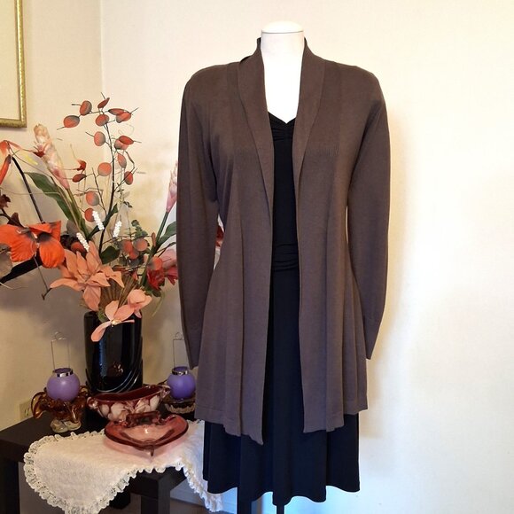 NWOT gollehaug collection Brown Cardigan Knit Lightweight Sweater Outerwear - Picture 6 of 7